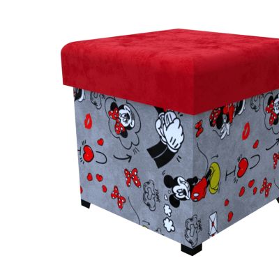 Čalouněný taburet Červená/Mickey červená 40 x 40 cm