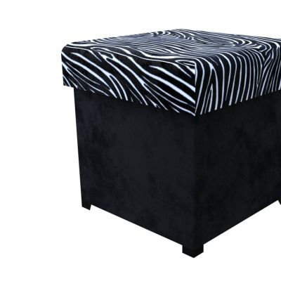 Čalouněný taburet Zebra/Černá 40 x 40 cm
